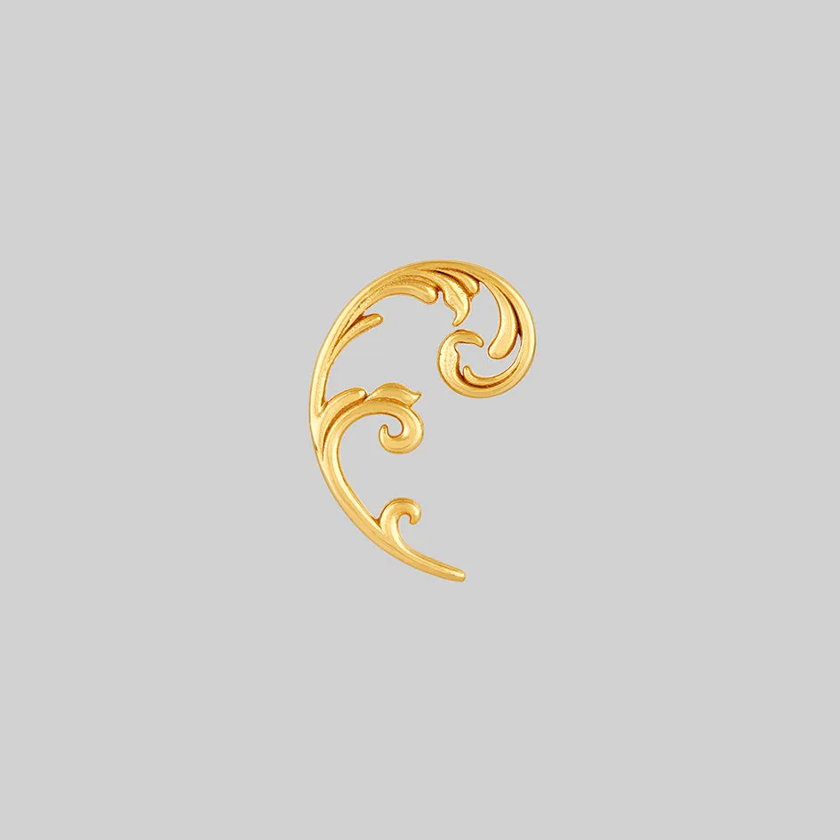 IMPERIAL. Ornate Flourish Arch Stud Earring - Gold