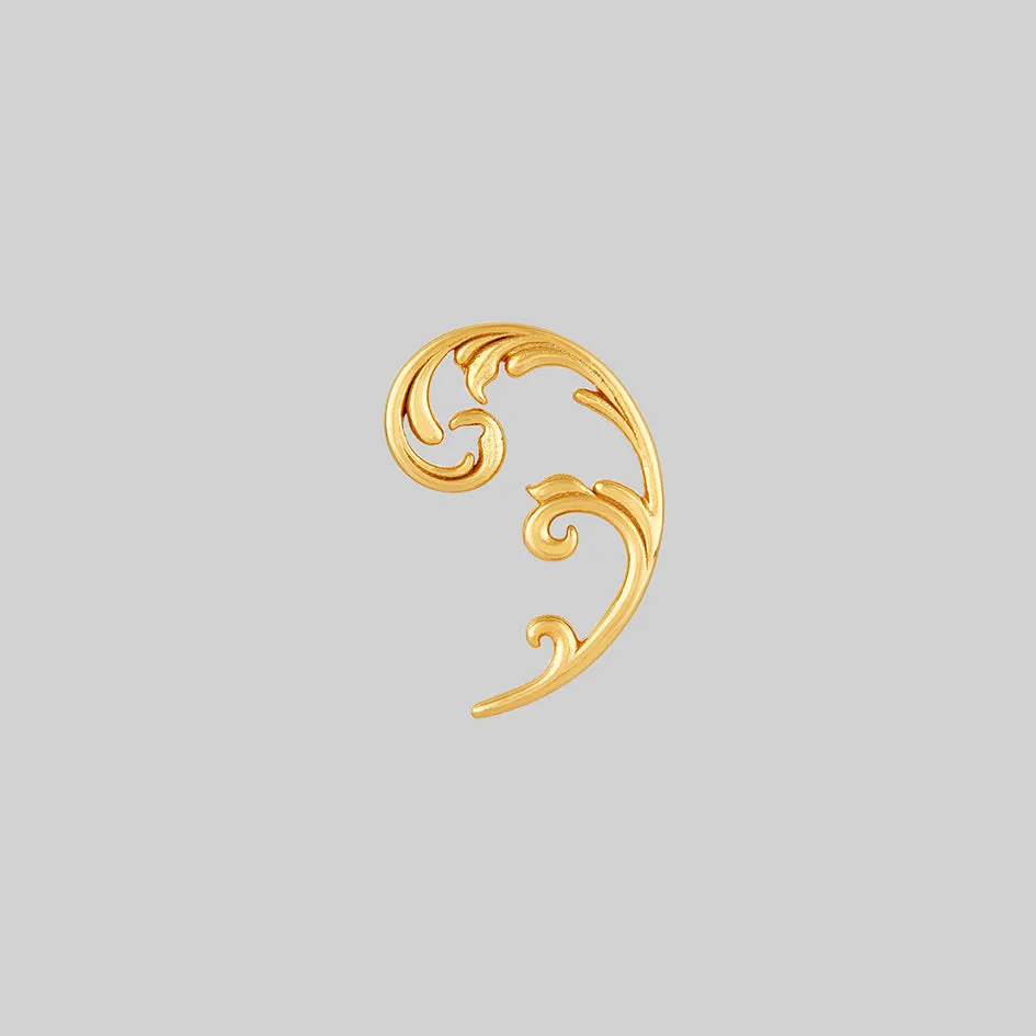 IMPERIAL. Ornate Flourish Arch Stud Earring - Gold