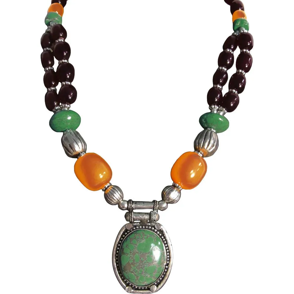 Indian Bohemian Handmade Tribal Vintage Long Beaded Pendant Necklace