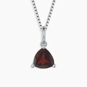 Irosk Trillion cut Necklace in Sterling Silver -  Garnet