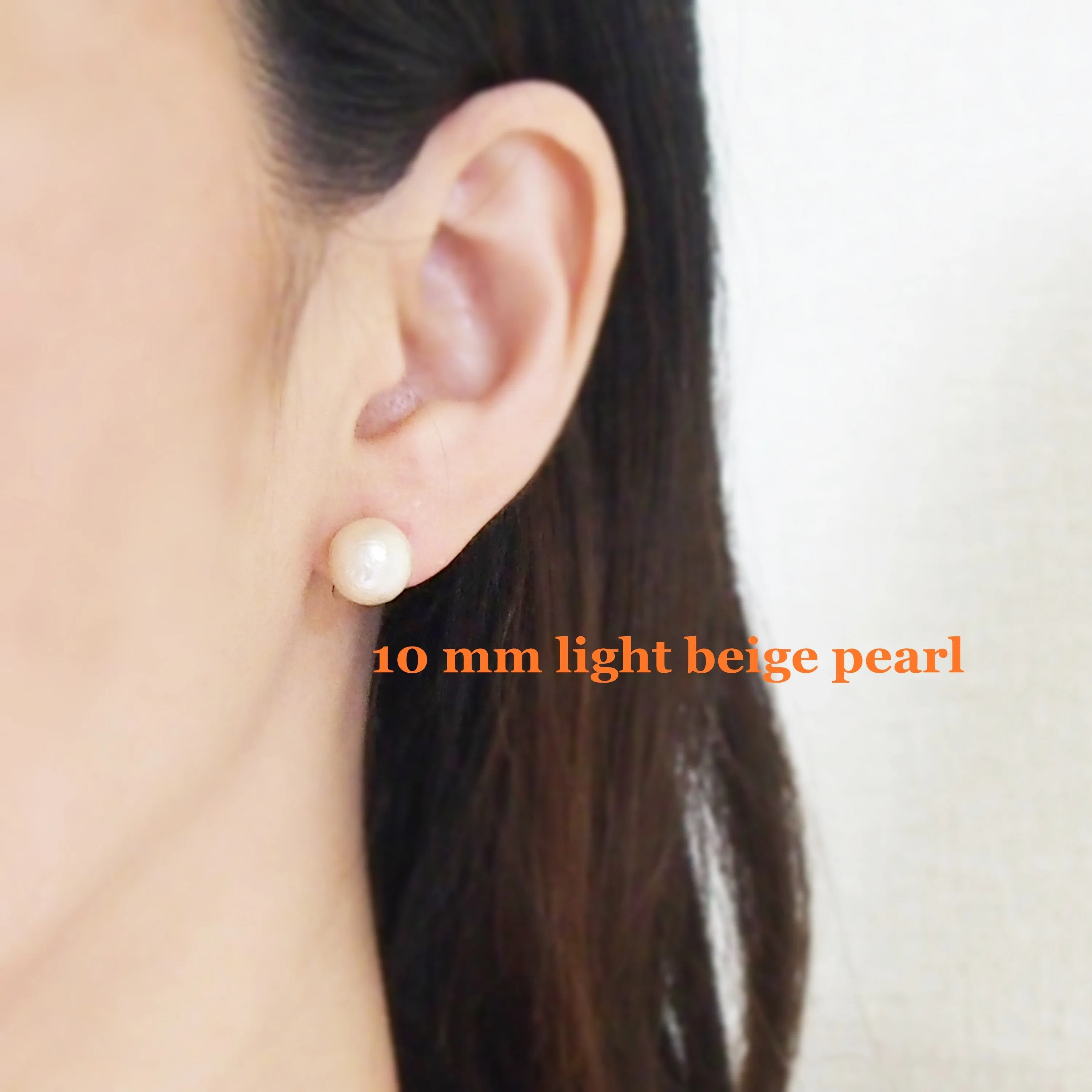 Ivory cotton pearl invisible clip on stud earrings