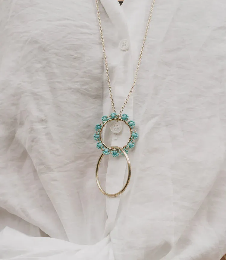 Jatasya Beaded Hoop Pendant Necklace