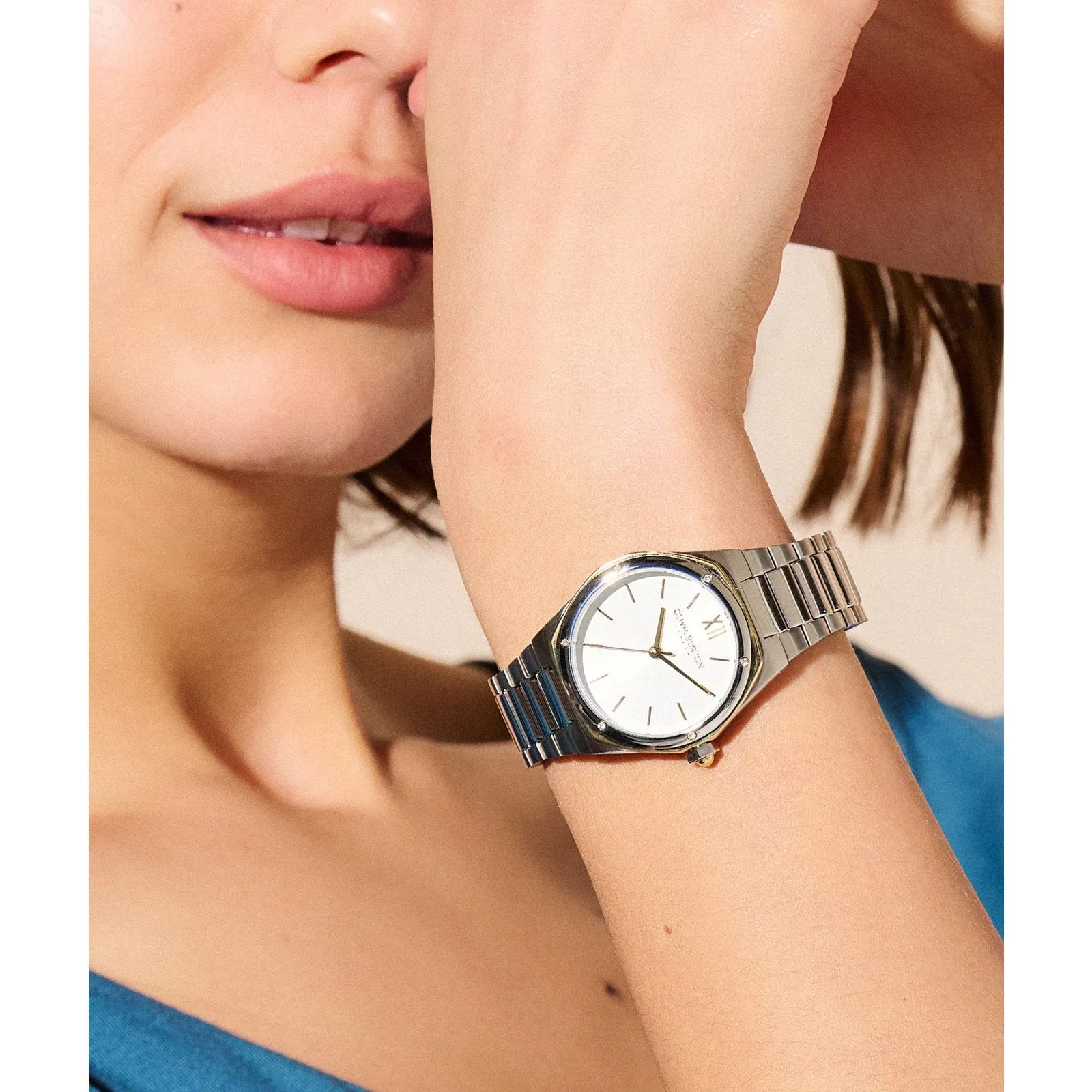 Ladies Hexa White Gold and Silver Bracelet Watch (24000031).