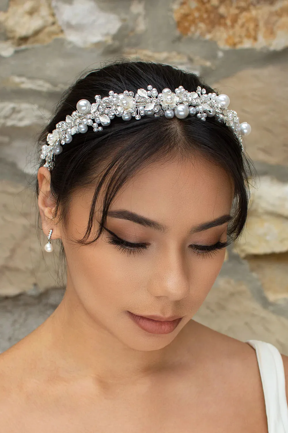 Layla - Pearl Crystal Floral Bridal Headband