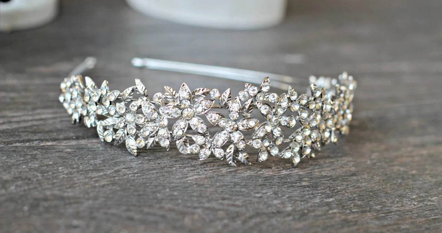 LINA Silver Crystal Headband