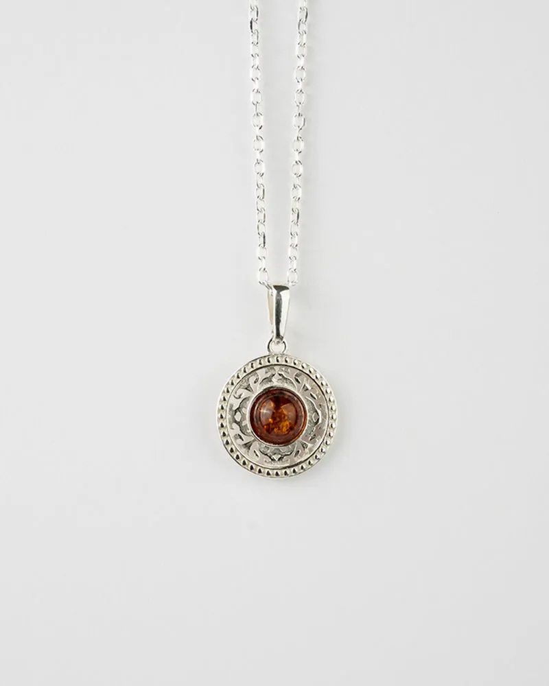 Luxurious Floral Disc Pendant Necklace | 925 Sterling Silver