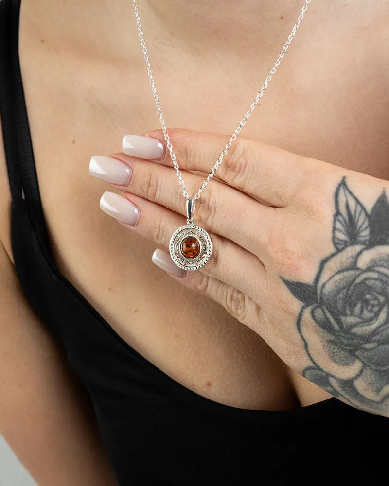 Luxurious Floral Disc Pendant Necklace | 925 Sterling Silver