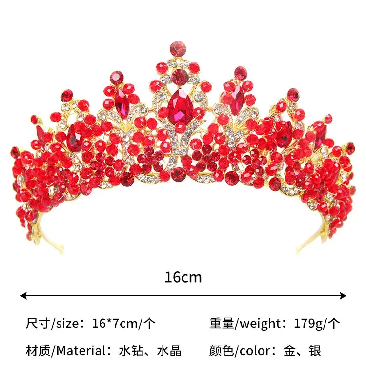 Luxury Royal Purple Crystal Beads  Rhinestone Queen Bridal Tiaras Crown