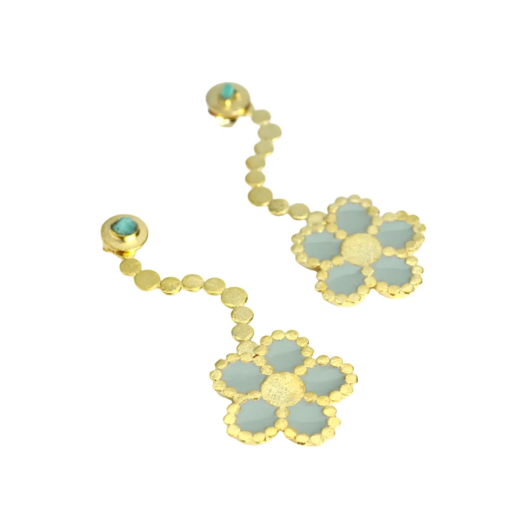 Mariana Rose Collection Colombian Raw Emerald & 24k Gold Plated Earrings
