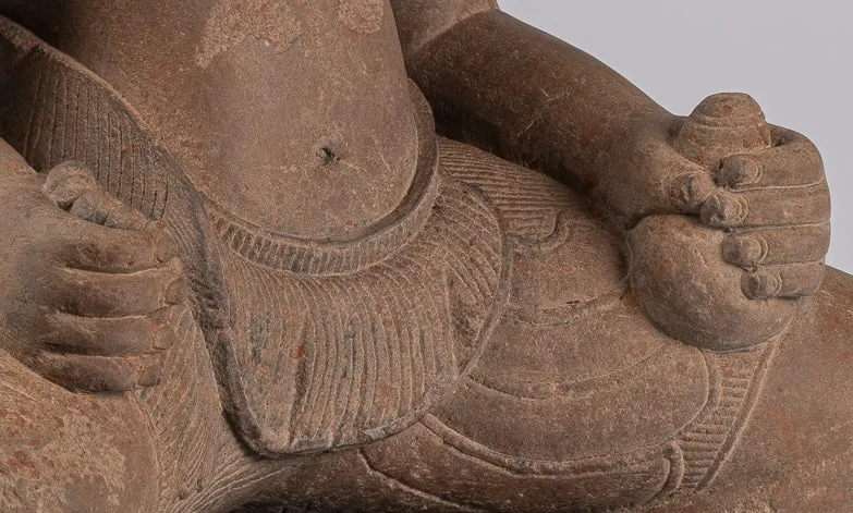 Masterpiece - Antique Baphuon Style Khmer Mounted Sandstone Vishnu Statue - 56cm/22"