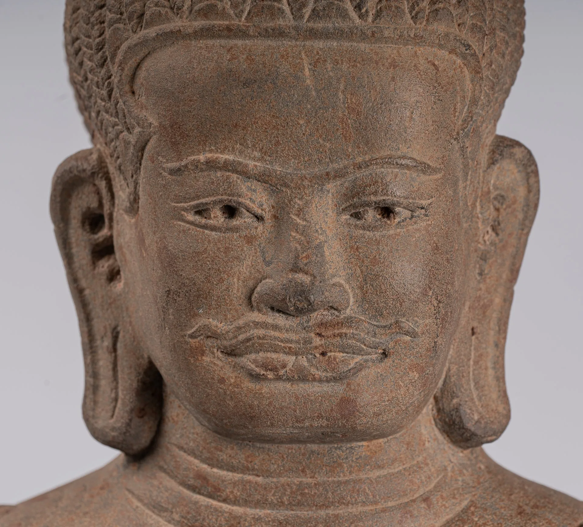 Masterpiece - Antique Baphuon Style Khmer Mounted Sandstone Vishnu Statue - 56cm/22"