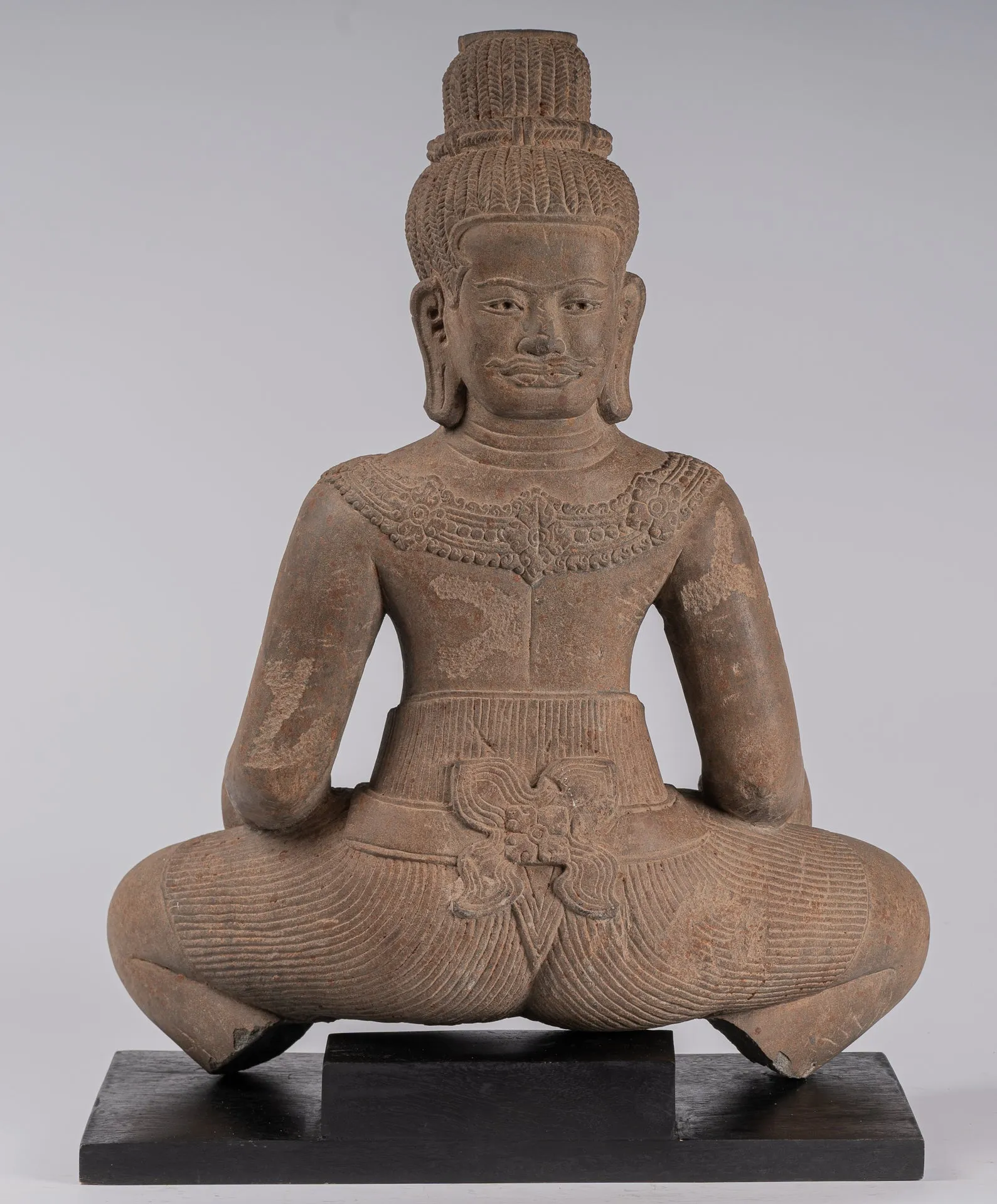 Masterpiece - Antique Baphuon Style Khmer Mounted Sandstone Vishnu Statue - 56cm/22"
