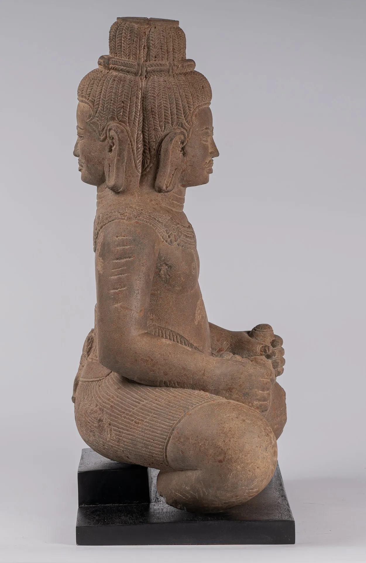 Masterpiece - Antique Baphuon Style Khmer Mounted Sandstone Vishnu Statue - 56cm/22"