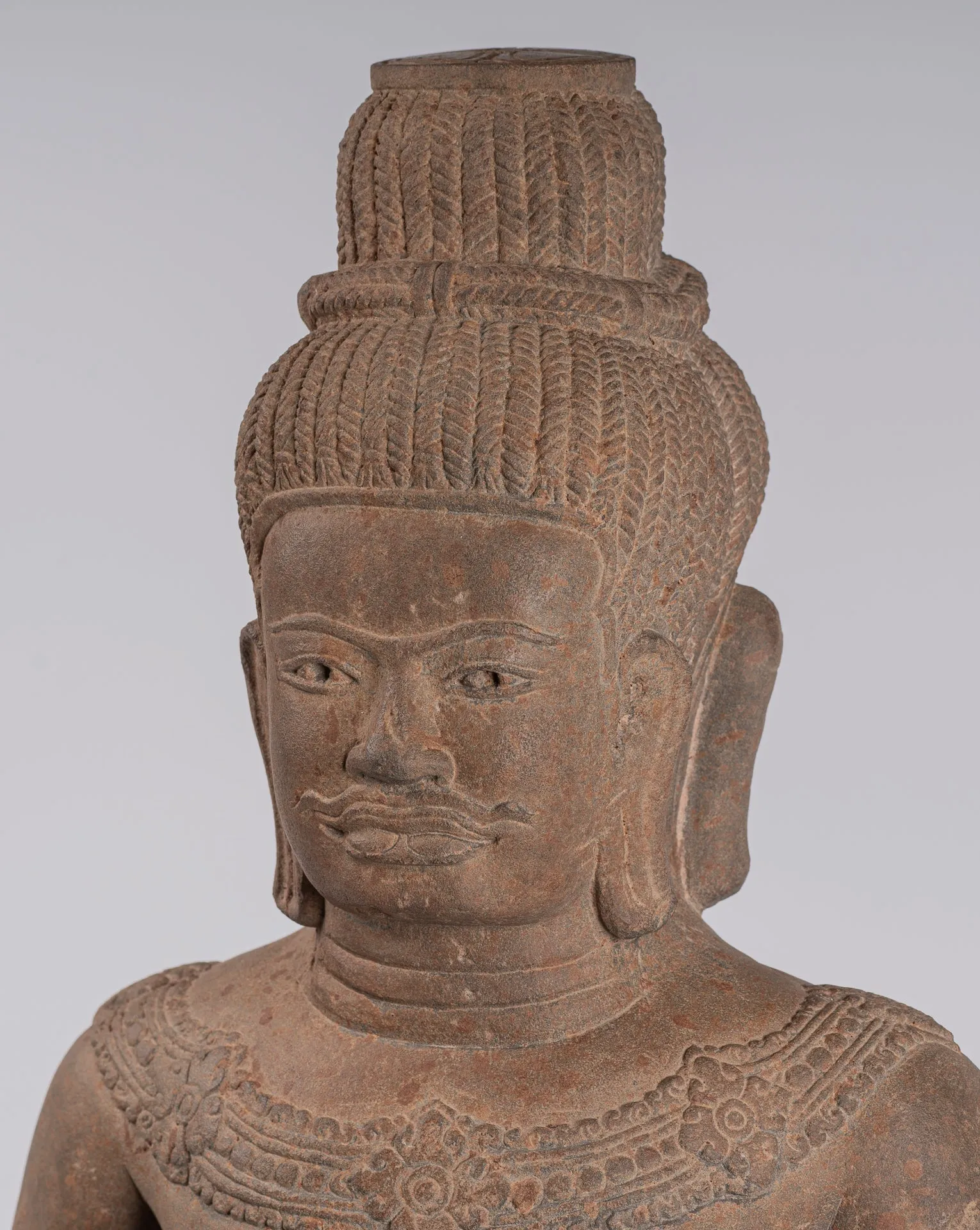 Masterpiece - Antique Baphuon Style Khmer Mounted Sandstone Vishnu Statue - 56cm/22"