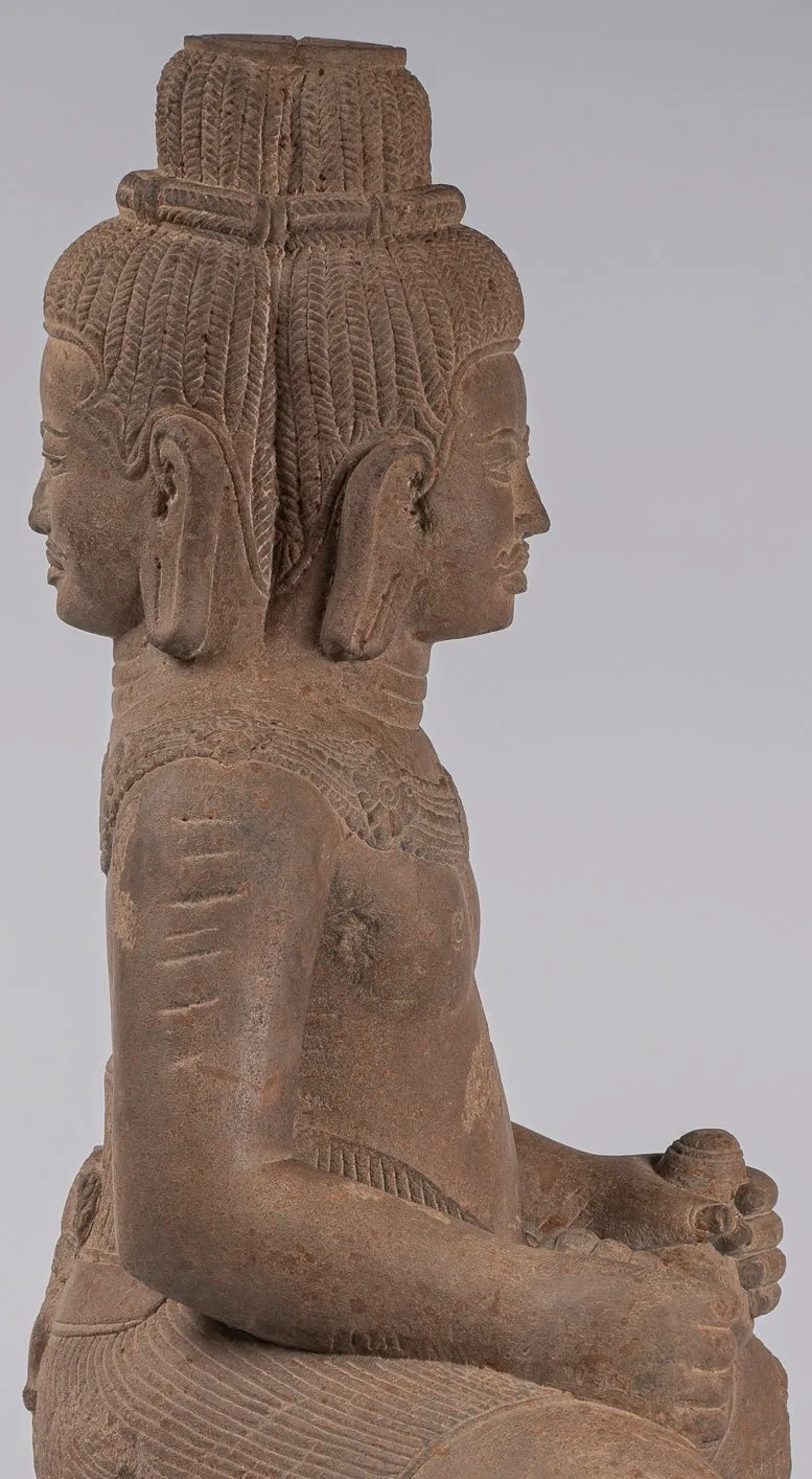 Masterpiece - Antique Baphuon Style Khmer Mounted Sandstone Vishnu Statue - 56cm/22"