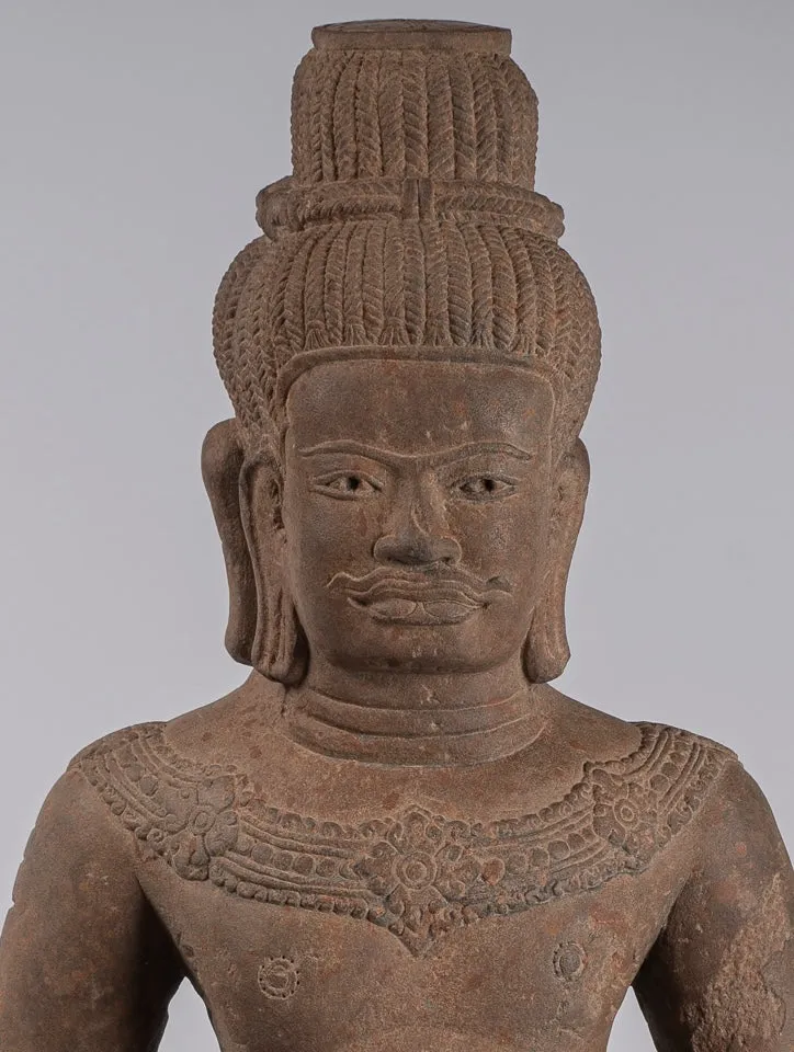 Masterpiece - Antique Baphuon Style Khmer Mounted Sandstone Vishnu Statue - 56cm/22"