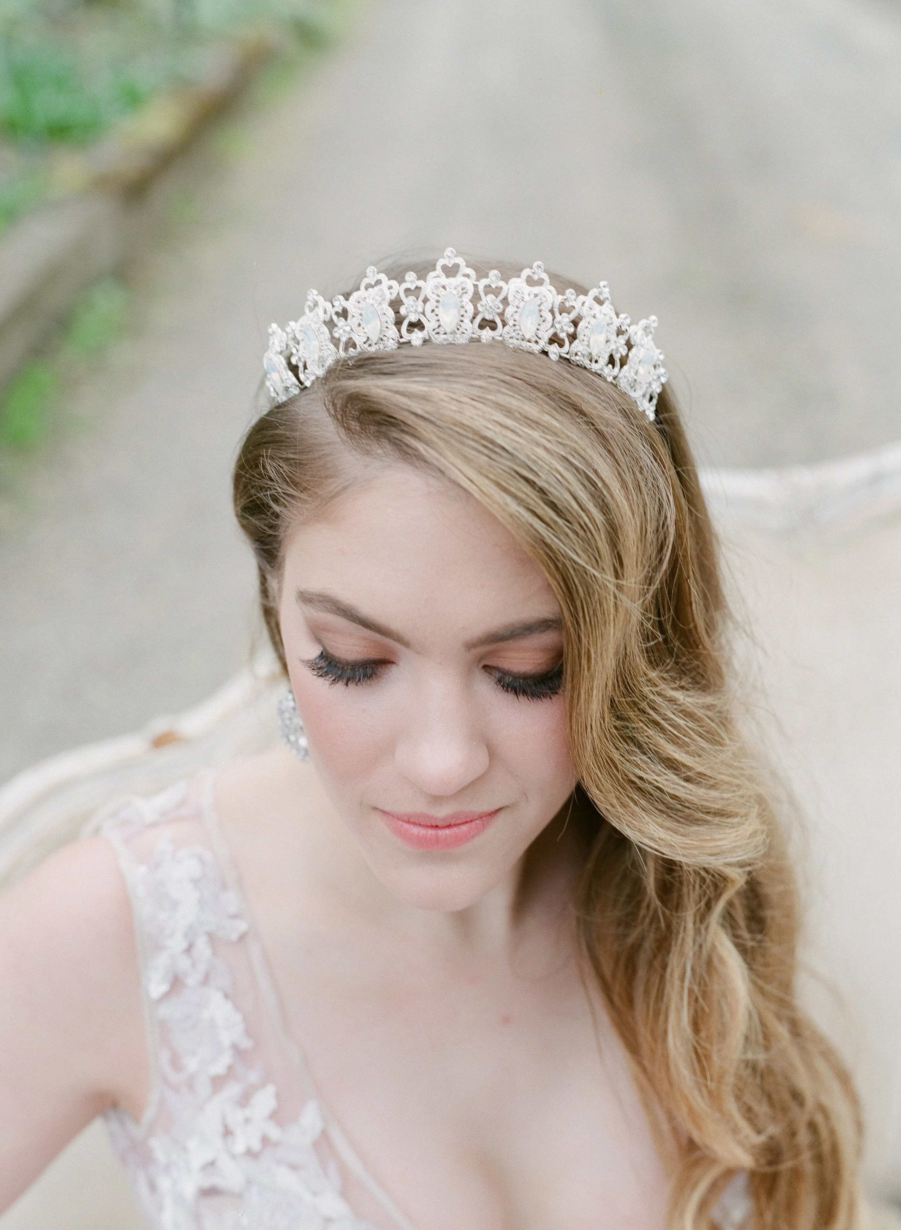 MERCY Swarovski Crystal White Opal Tiara - As Seen on Brides.com