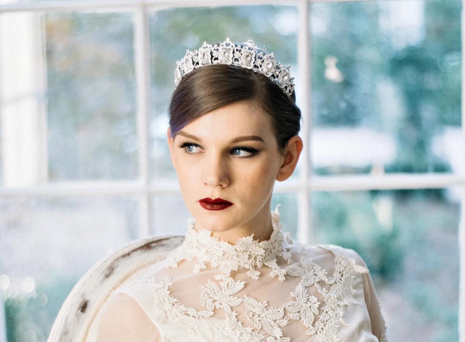 MERCY Swarovski Crystal White Opal Tiara - As Seen on Brides.com