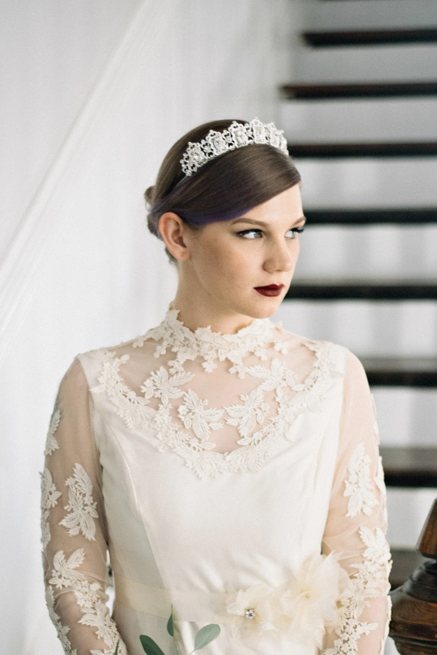 MERCY Swarovski Crystal White Opal Tiara - As Seen on Brides.com
