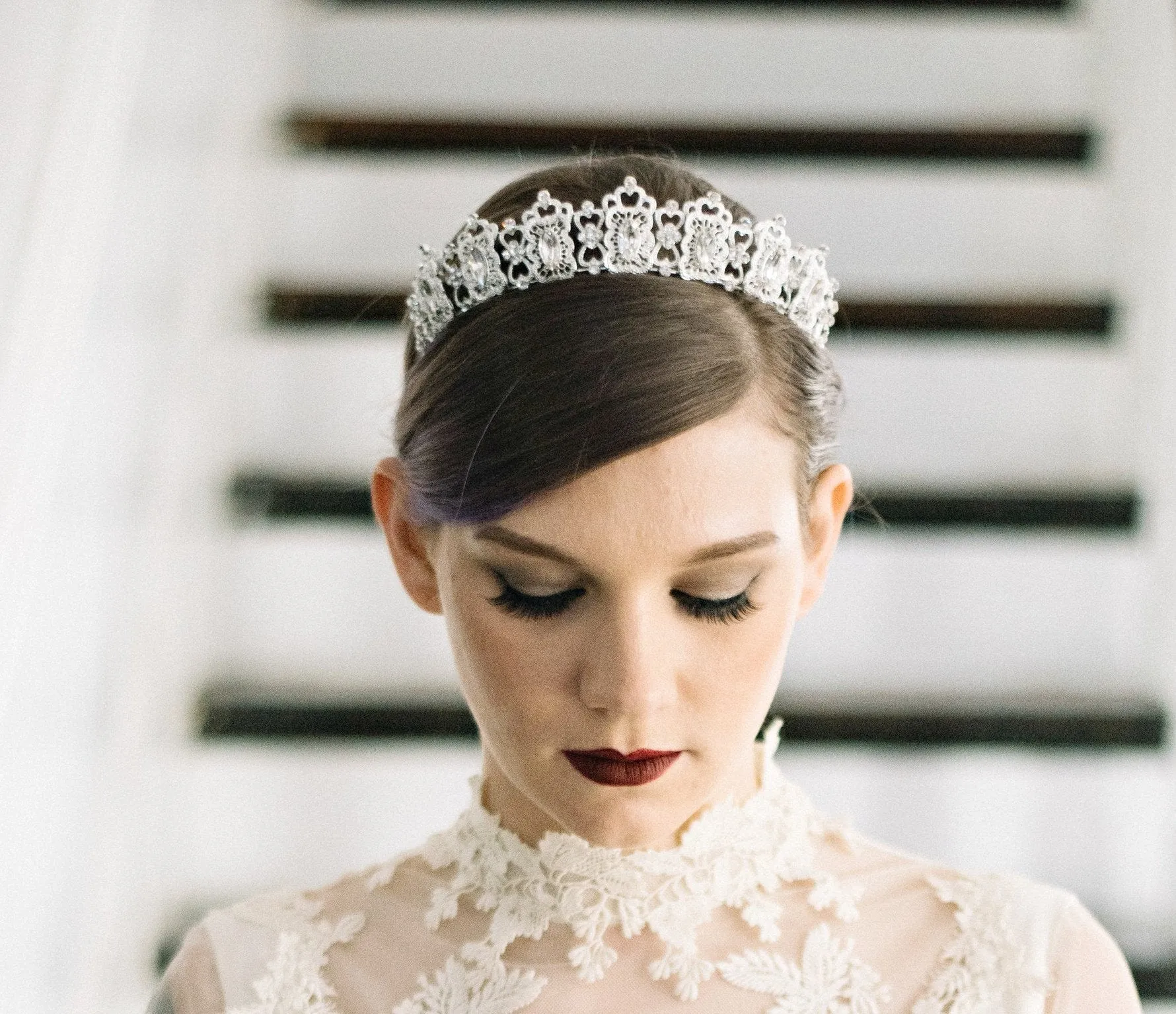 MERCY Swarovski Crystal White Opal Tiara - As Seen on Brides.com