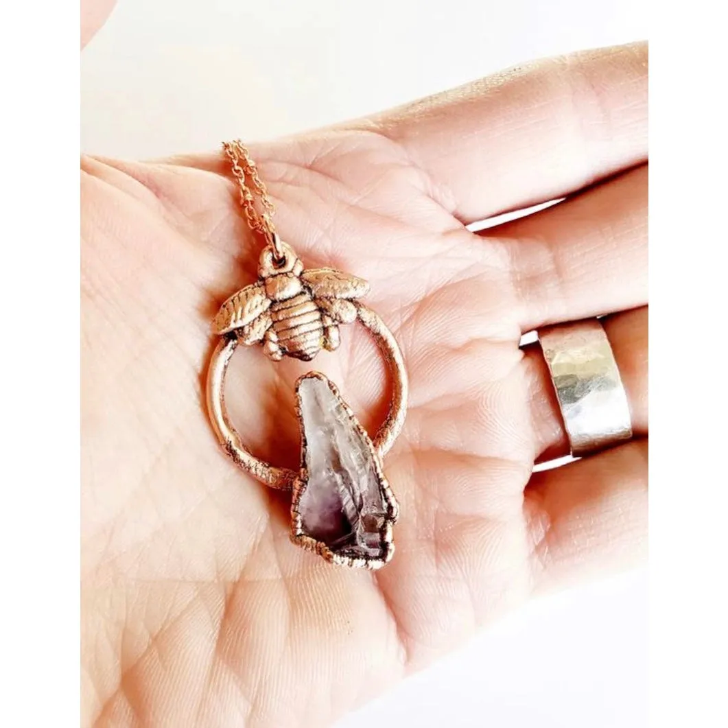 MergingMetals Necklace: Amethyst Honey Bee