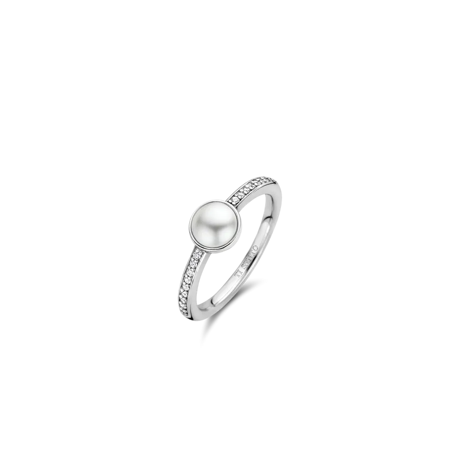 Milano Pearl & CZ Ring - Silver - 12308PW