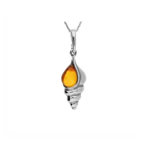 MILENA Necklace Amber and Silver Shell