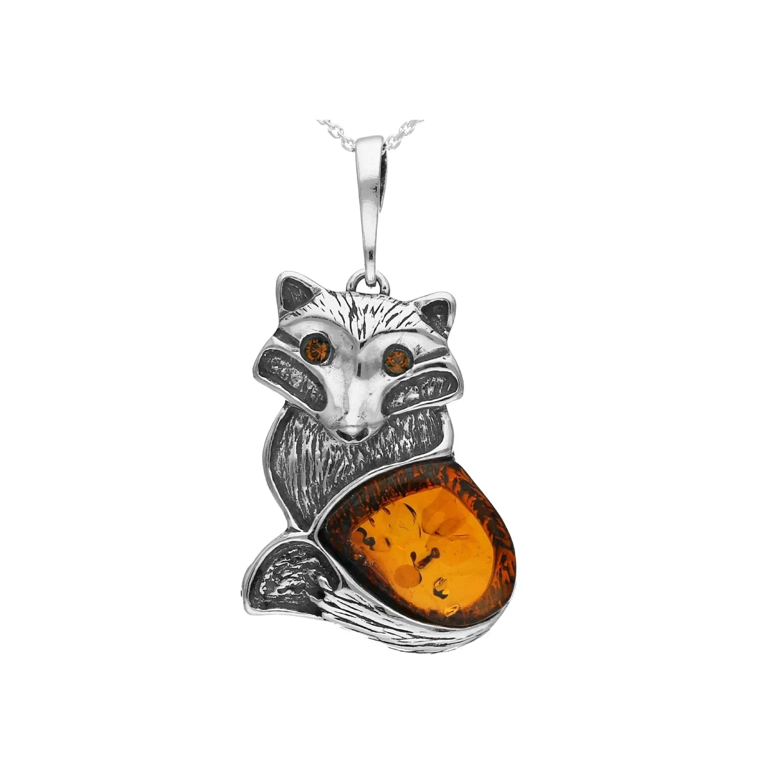 MILENA Necklace Amber and Silver Sitting Fox