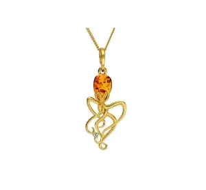 MILENA Necklace Amber Gold Plated Octopus