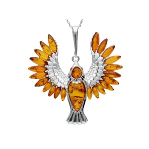 MILENA Pendant Necklace Silver and Baltic Amber Paradise Bird