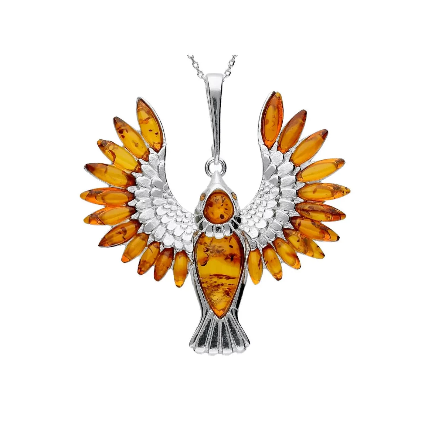 MILENA Pendant Necklace Silver and Baltic Amber Paradise Bird
