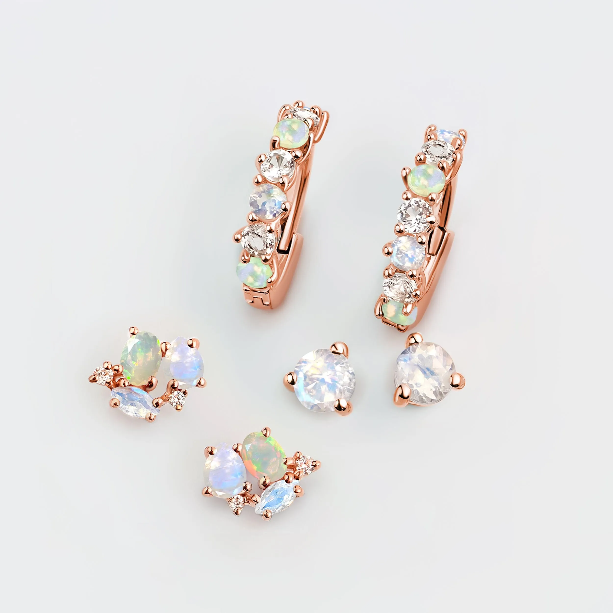Moonstone & Opal Hoop Earring Set - High Vibe Trio