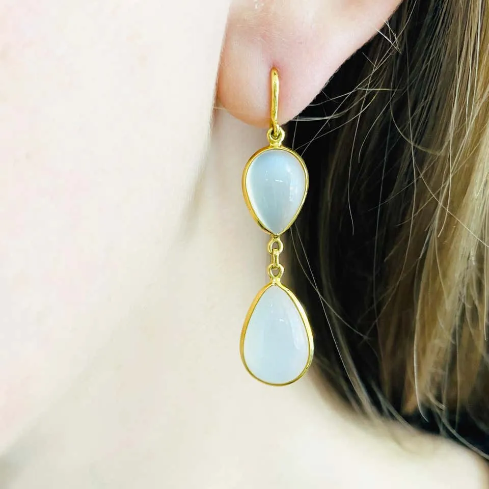 Moonstone Pear Shaped Dangle Earrings