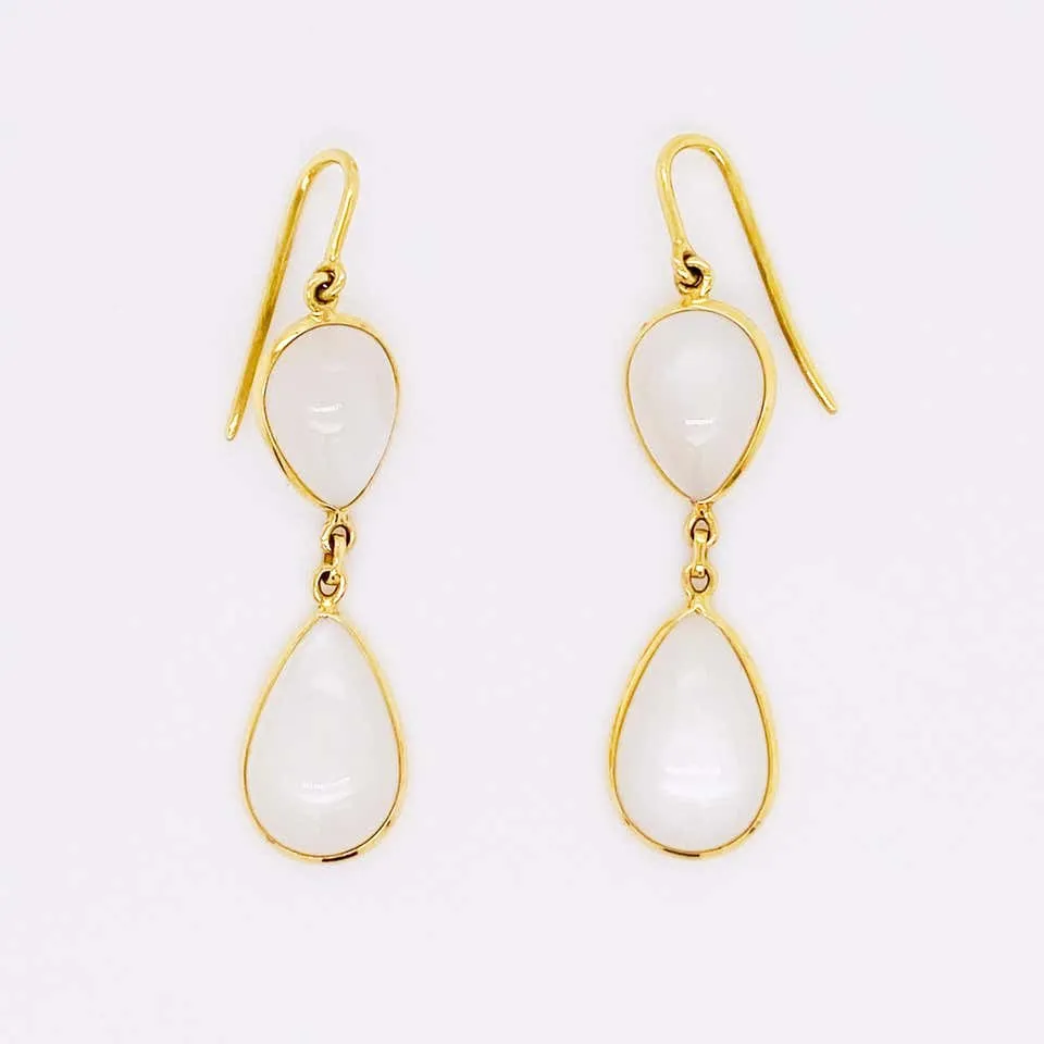Moonstone Pear Shaped Dangle Earrings