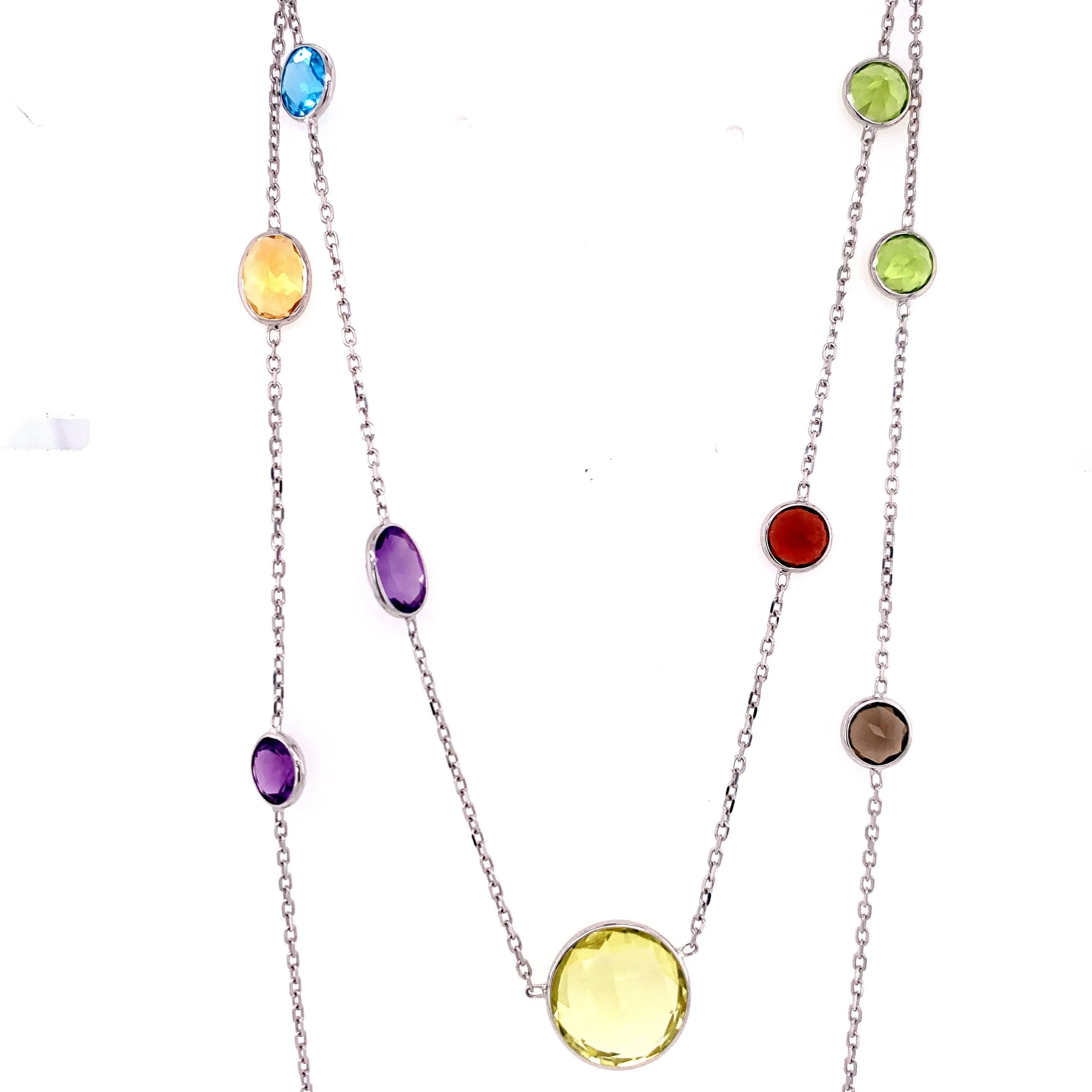Multi Color Semi Precious Tin Cup Necklace