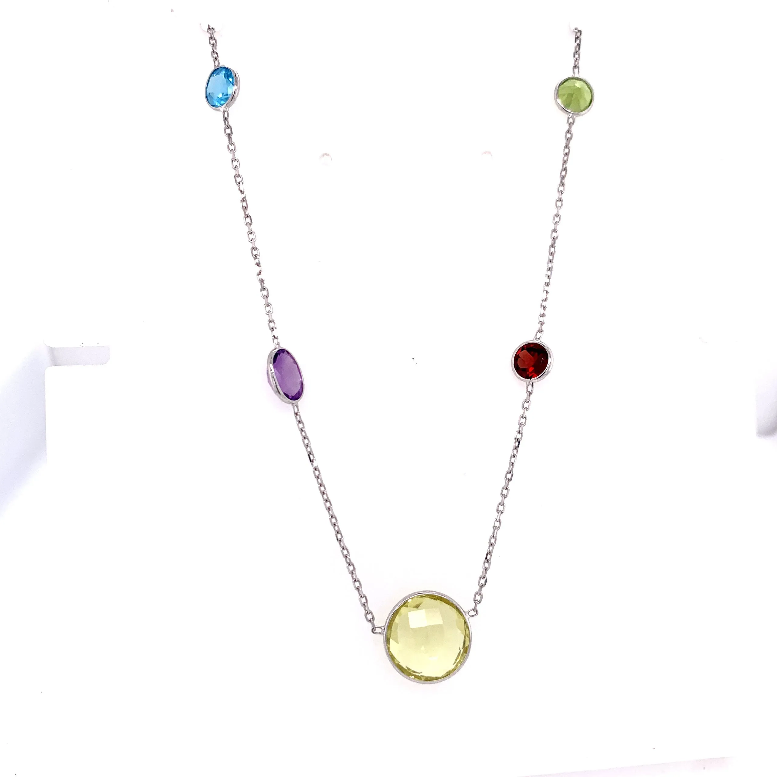 Multi Color Semi Precious Tin Cup Necklace