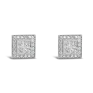 Multi-diamond Earrings in Square Setting