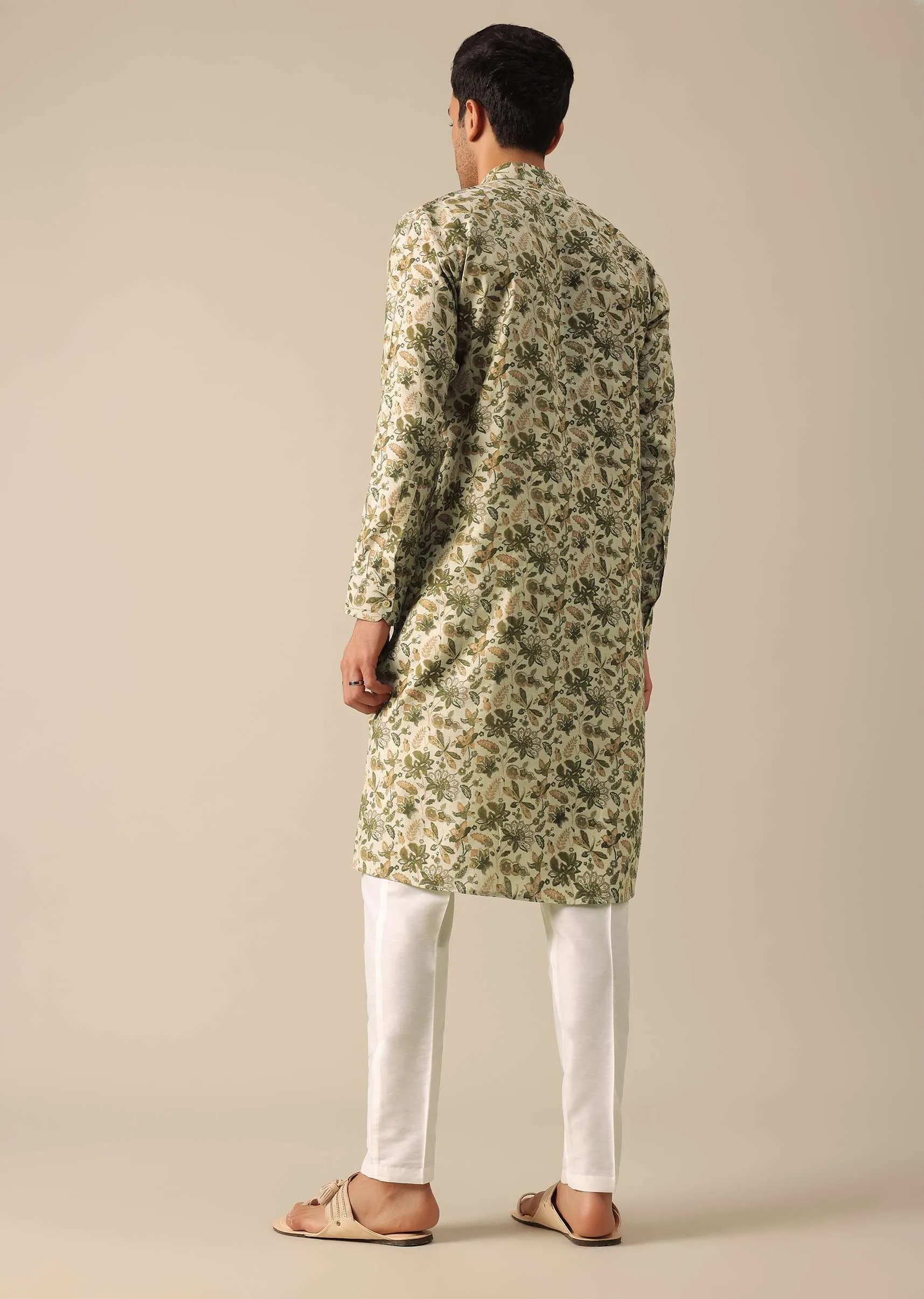 Multicolor Printed Kurta Set In Silk