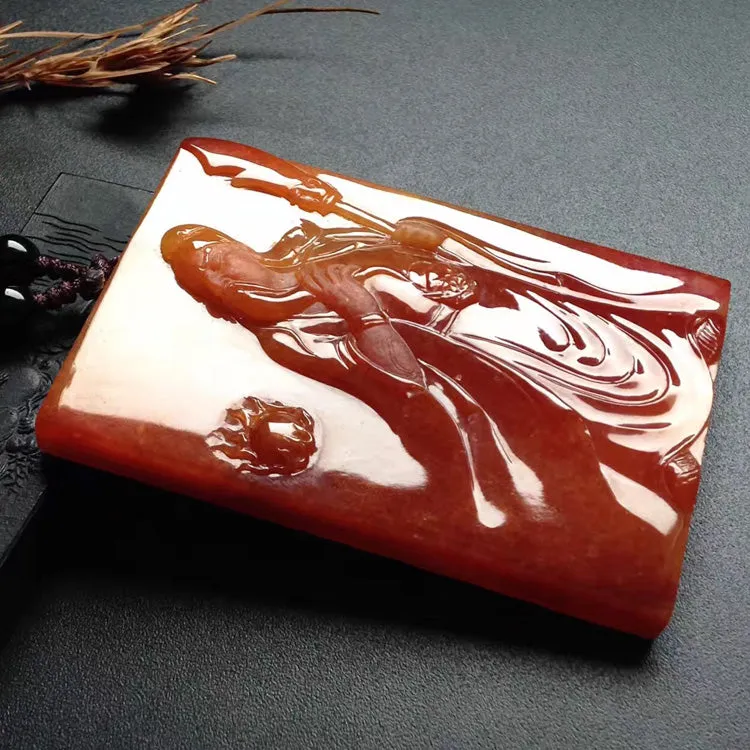 Natural Jade Pendant Jadeite Guan Gong Pendant PT238