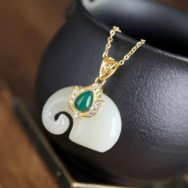 Natural Jade Pendant Nephrite Agate Silver Pendant ZPT115