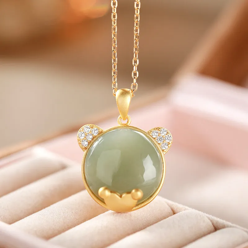 Natural Jade Pendant Nephrite Silver Pendant ZPT132
