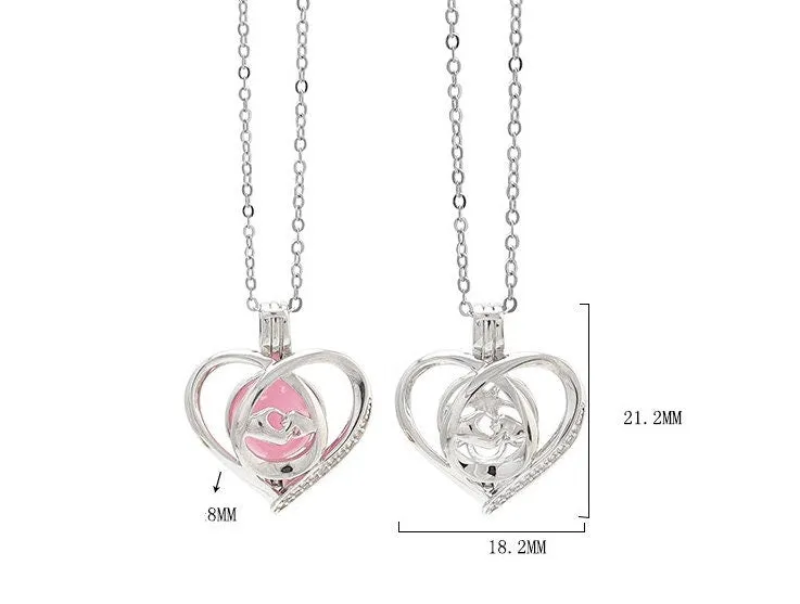 Necklace Pendant Blank Setting Heart Charm 18x21mm Sterling Silver Fine 925 For One Bead No Prong DIY Jewelry Finding Wholesale 1pc