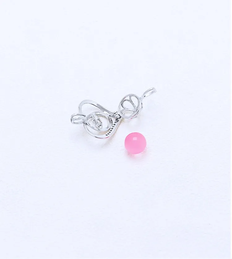 Necklace Pendant Blank Setting Heart Charm 18x21mm Sterling Silver Fine 925 For One Bead No Prong DIY Jewelry Finding Wholesale 1pc