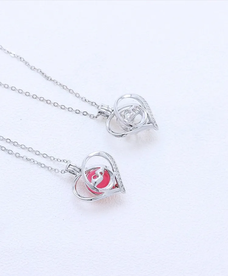 Necklace Pendant Blank Setting Heart Charm 18x21mm Sterling Silver Fine 925 For One Bead No Prong DIY Jewelry Finding Wholesale 1pc