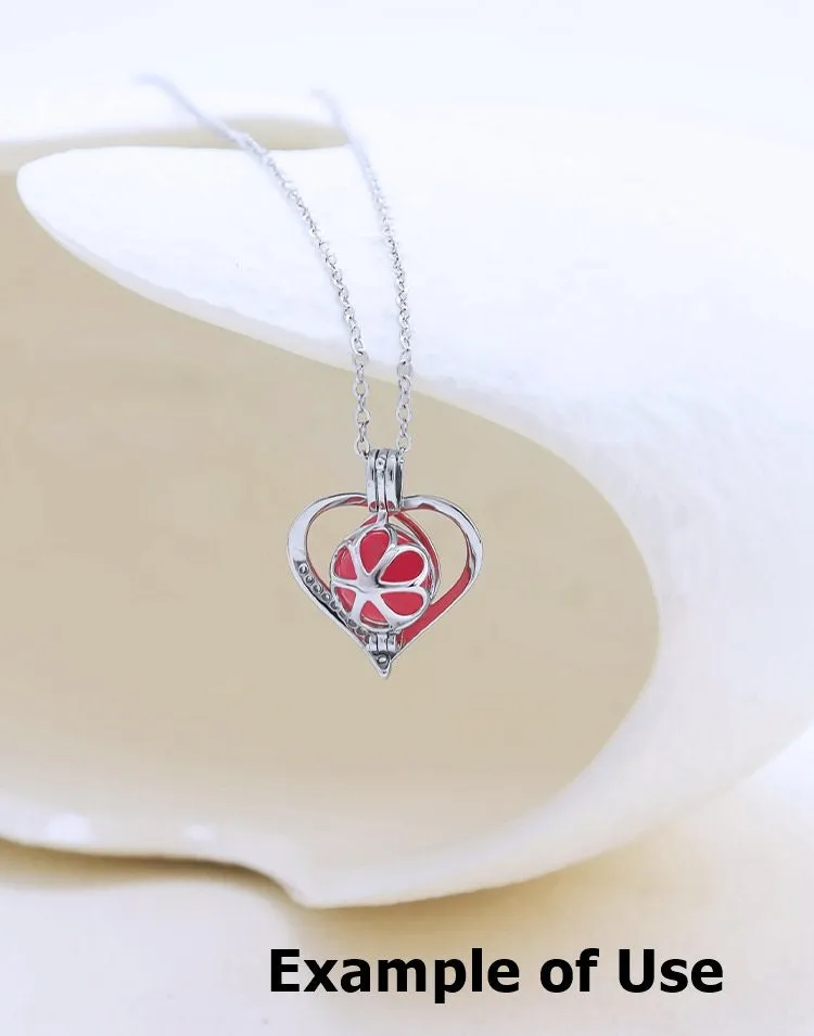 Necklace Pendant Blank Setting Heart Charm 18x21mm Sterling Silver Fine 925 For One Bead No Prong DIY Jewelry Finding Wholesale 1pc