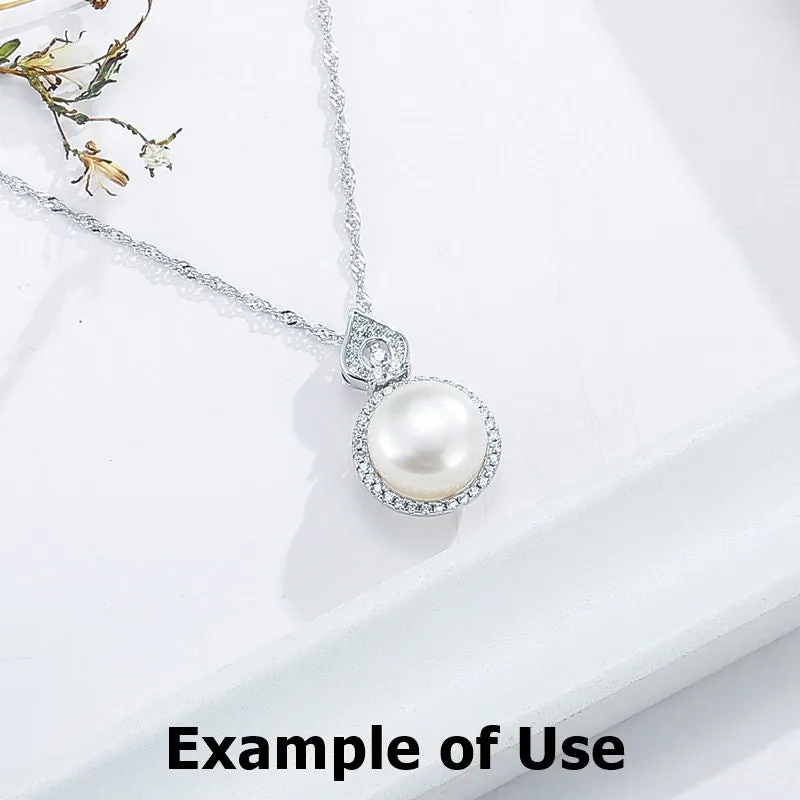 Necklace Pendant Blank Setting Round Charm 14x23mm Sterling Silver White Gold Fine 925 For One Pearl Prong DIY Jewelry Finding Wholesale 1pc