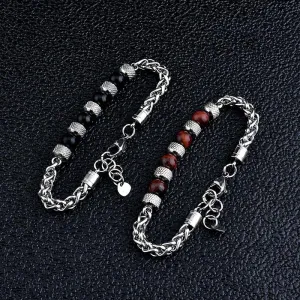 New Tiger Eye Men's Adjustable Beaded Bracelet