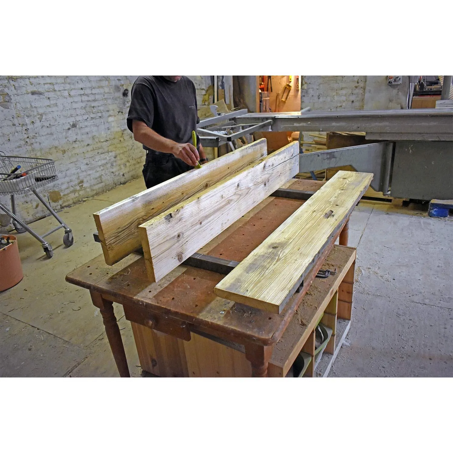 NORÉN: Rustic Desk with Monitor Shelf and Hairpin/Trapezium Legs