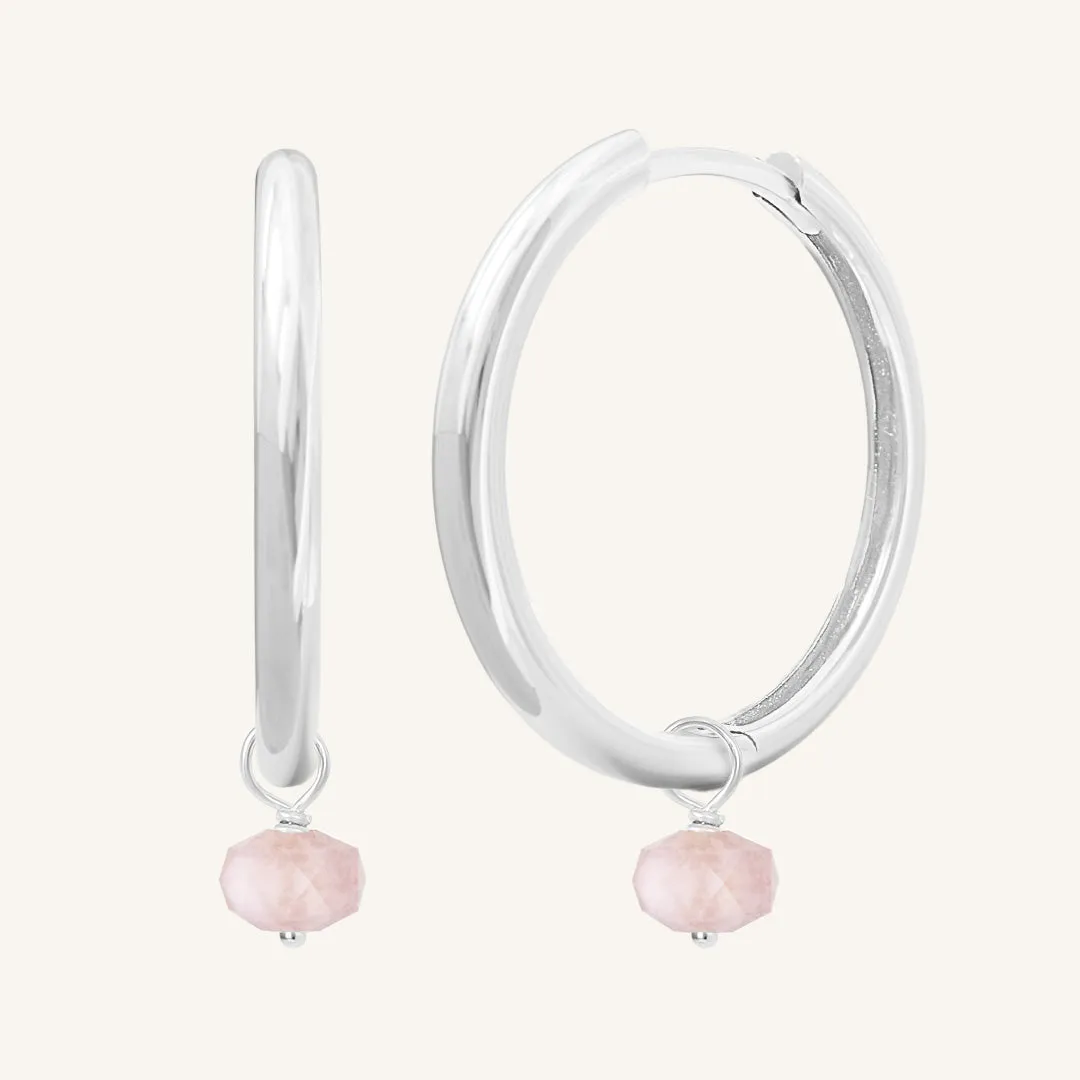 Opulent Morganite Plain Hoops - Stone of Joy