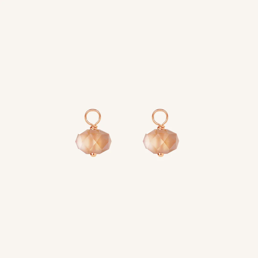 Opulent Orange Moonstone Hoop Charm - Stone of Hope (Set of 2)